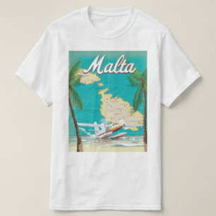 Camiseta Cartaz de viagem da praia e mapa de Malta