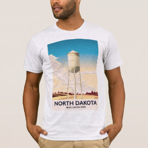 Camiseta cartaz de viagem da Torre de Água de Dakota do Nor