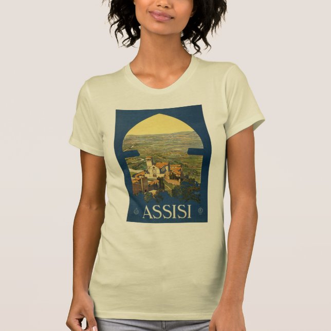 Camiseta Cartaz de Viagem de Assisi (Frente)