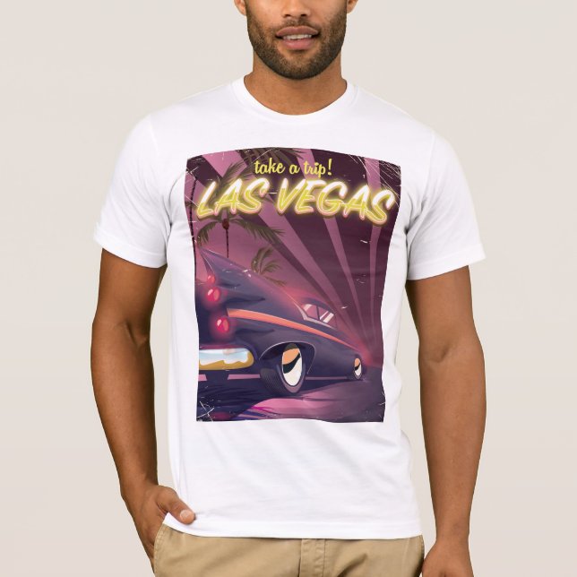 Camiseta Cartaz de viagem de carro clássico de Las Vegas (Frente)