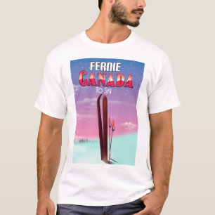 Camiseta Cartaz de viagem de esqui Fernie Canadá.