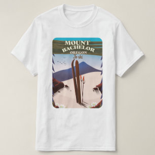 Camiseta Cartaz de viagem de esqui Mount Bachelor Oregon