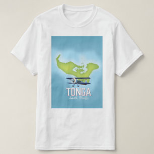 Camiseta Cartaz de viagem de voo do mapa de Tonga