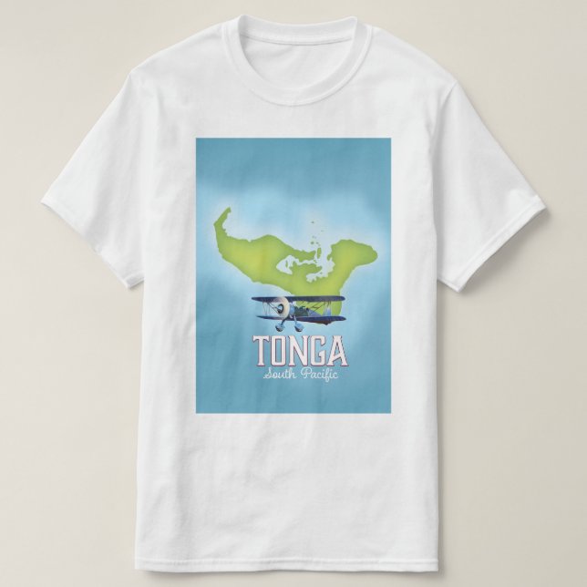Camiseta Cartaz de viagem de voo do mapa de Tonga (Frente do Design)