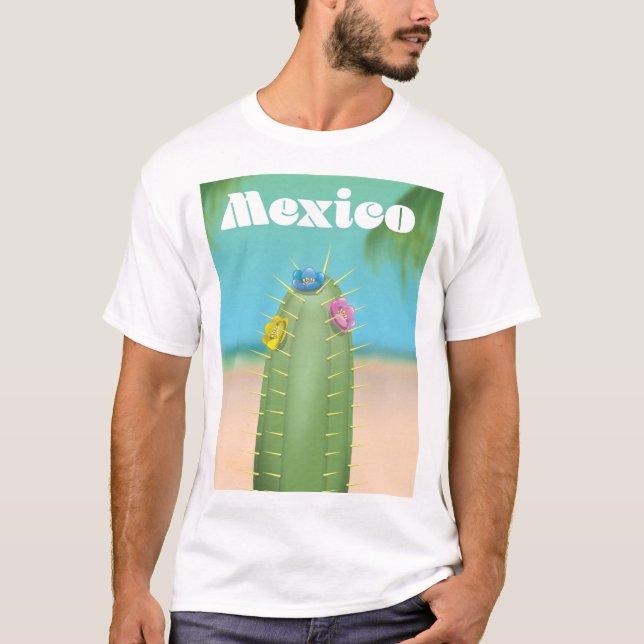 Camiseta cartaz de viagem do cacto México (Frente)
