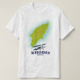 Camiseta Cartaz de viagem do mapa da ilha de Rodes, Grécia.