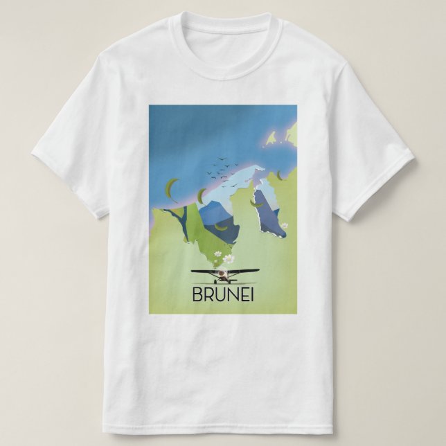 Camiseta Cartaz de viagem do mapa de Brunei (Frente do Design)