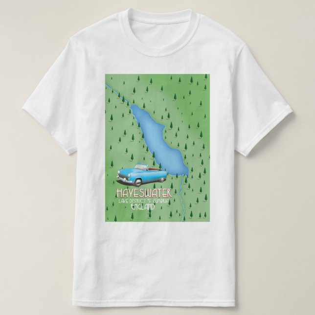 Camiseta Cartaz de viagem do mapa do Lago Hayeswater Lake D (Frente do Design)