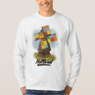 Camiseta Cartaz de viagem do moinho de vento da Holanda