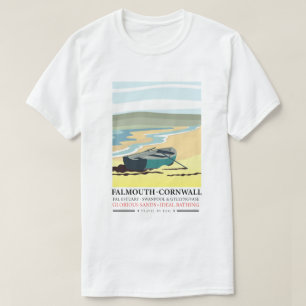 Camiseta cartaz de viagem Falmouth Cornwall