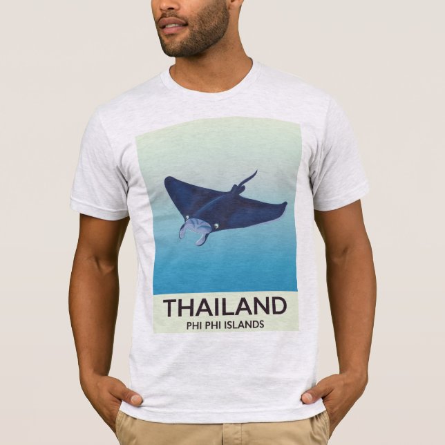 Camiseta Cartaz de viagem para as Ilhas Phi Phi da Tailândi (Frente)