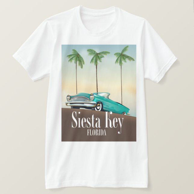Camiseta cartaz de viagem Siesta Key Flórida (Frente do Design)