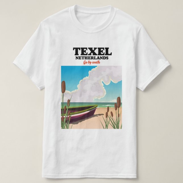 Camiseta cartaz de viagem Texel Holanda (Frente do Design)