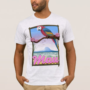 Camiseta Cartaz de viagem tropical de papagaio do Havaí Mau