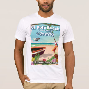 Camiseta Cartaz de viagem vintage da Praia de St. Pete Flor