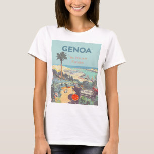 Camiseta Cartaz de Viagem Vintage de Gênova Riviera Italian