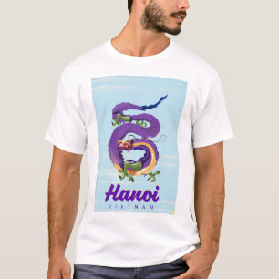 Camiseta cartaz de viagem vintage do dragão de Hanói no Vie