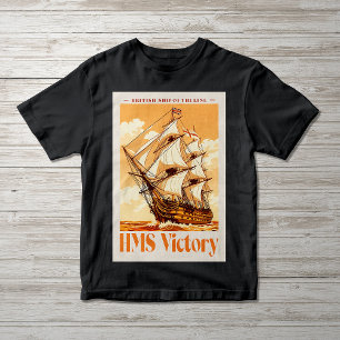 Camiseta Cartaz do HMS Victory Ícone Britânico do Navio de 