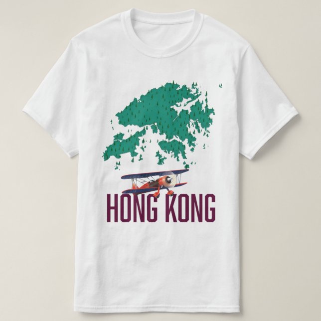 Camiseta Cartaz do mapa de Hong Kong (Frente do Design)