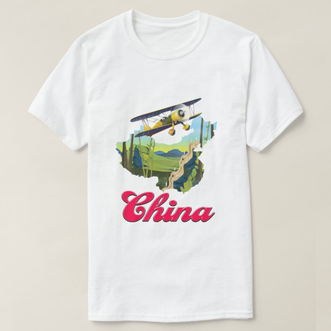 Camiseta cartaz do mapa de viagem da China (Frente do Design)