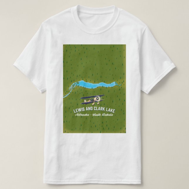 Camiseta cartaz do mapa do lago lewis e clark. (Frente do Design)