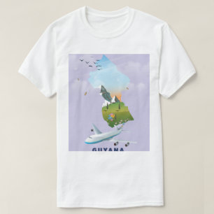 Camiseta Cartaz do mapa ilustrado da Guiana