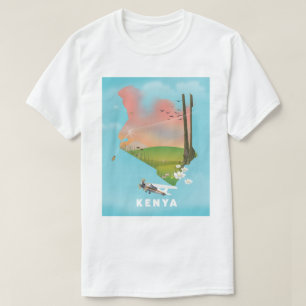 Camiseta Cartaz do viagem da ilustração do mapa de Kenya