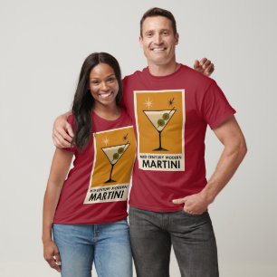 Camiseta Cartaz Estilo Meados do Século Moderno Martini