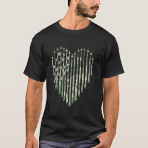 Camiseta Cartaz Jet Airplane Camo American Flag Heart Quatr