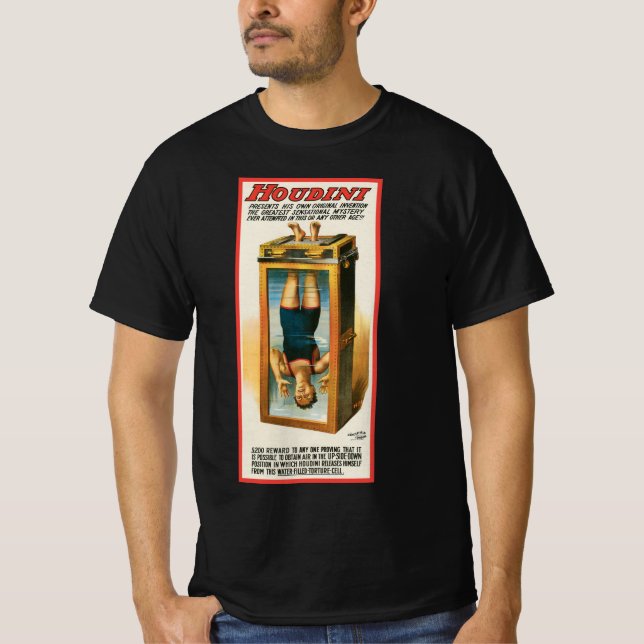 Camiseta Cartaz Mágico Antigo, Mágico Harry Houdini (Frente)