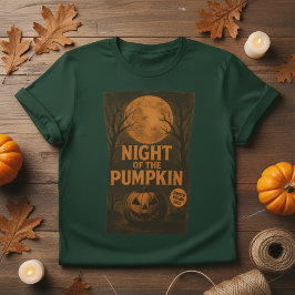 Camiseta Cartaz Retro de Filme de Terror da Noite do Abóbor