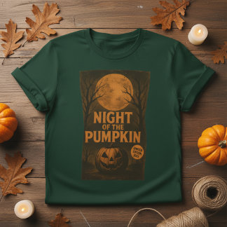 Camiseta Cartaz Retro de Filme de Terror da Noite do Abóbor