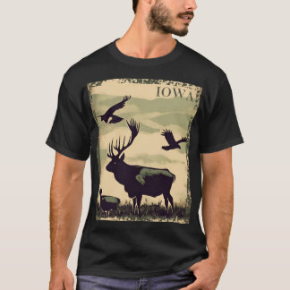 Camiseta Cartaz Vintage de Estilo Rústico de Iowa