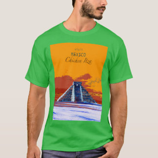 Camiseta Cartazes de viagemVisite o MéxicoChichen Itza