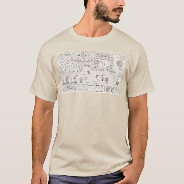 Camiseta Carte Française Canada (Québec) par Champlain 1612 (Frente)