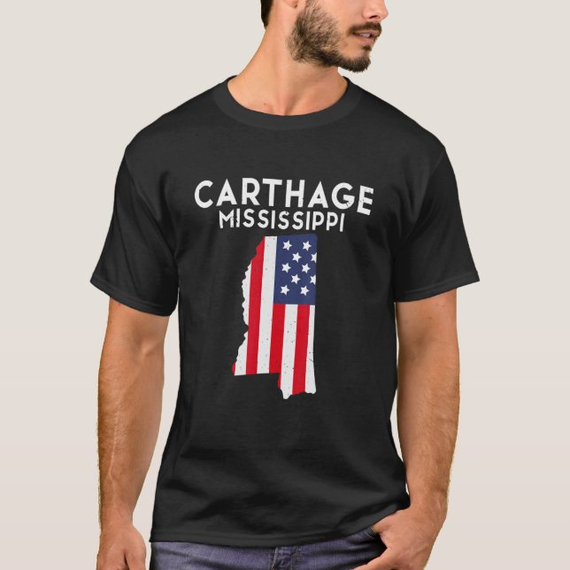 Camiseta Carthage Mississippi EUA State America Viagem Miss (Frente)