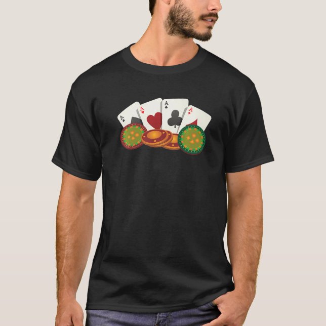 Camiseta Cartões de cassino Jogador de Chips Jogador (Frente)