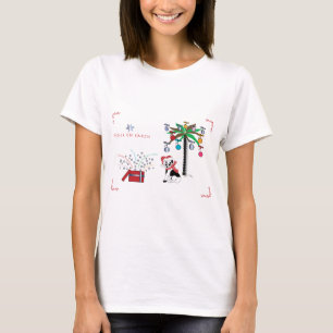Camiseta Cartões de natal da Paz, Palm Tree, Cão