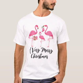 Camiseta Cartões de natal de Flamingos de Natal Muito Feliz