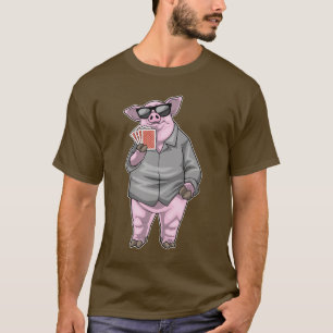 Camiseta Cartões de pôquer de porco