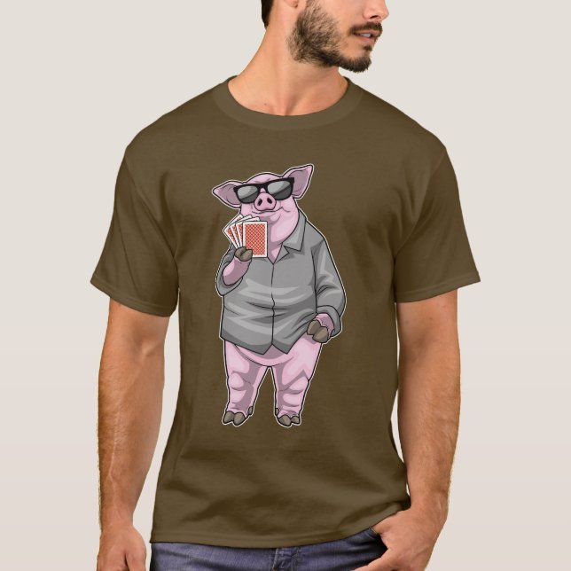 Camiseta Cartões de pôquer de porco (Frente)