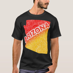 Camiseta Cartografia colorida da Arizona mandala com texto 
