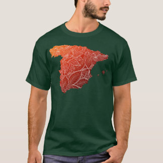 Camiseta Cartografia colorida da Espanha mandala com texto 
