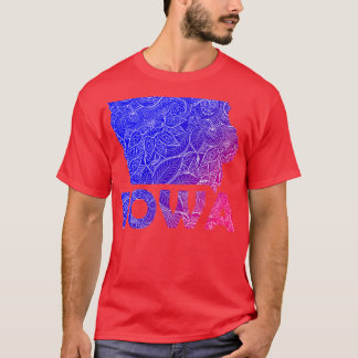 Camiseta Cartografia colorida da mandala de Iowa com texto