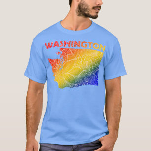 Camiseta Cartografia colorida da mandala de Washington com