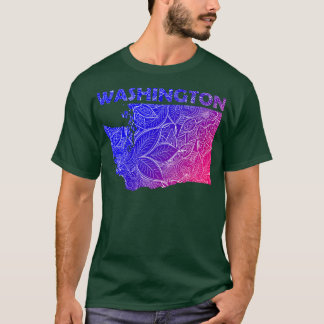 Camiseta Cartografia colorida da mandala de Washington com