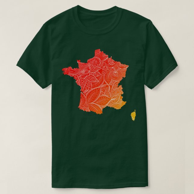 Camiseta Cartografia colorida da mandala em França com text (Frente do Design)