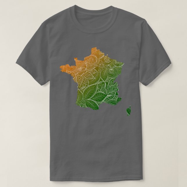 Camiseta Cartografia colorida da mandala em França com text (Frente do Design)