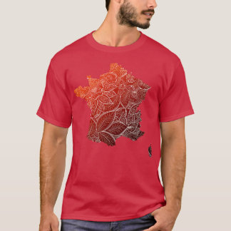 Camiseta Cartografia colorida da mandala em França com text