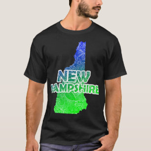 Camiseta Cartografia colorida da mandala em New Hampshire c